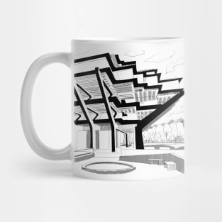 brutalist architecture in landscape pattern sketch Mug